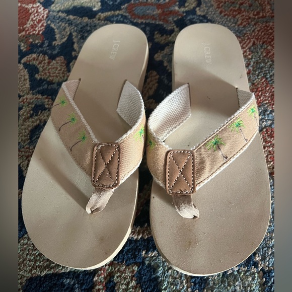 J.Crew mens8/Womans 9 Tan Palm Tree Sandals - Picture 1 of 5
